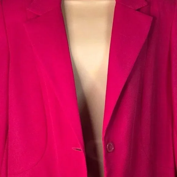Vintage Karen Scott Womens Hot Pink Single-Button Blazer Size 14 Lined 80's - Picture 4 of 7